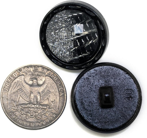 20 pcs Beveled Cut Glass Shiny Silver Sewing Shank Buttons for Coats -25mm -1"...