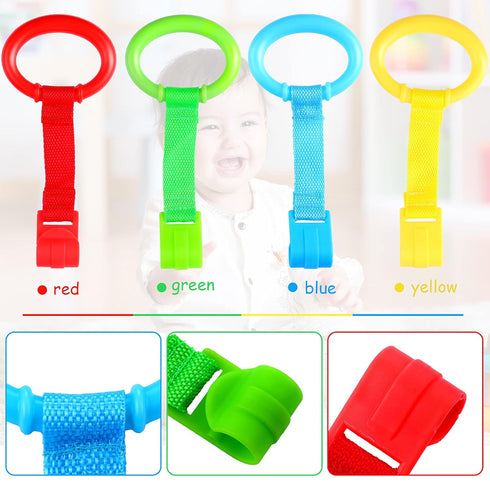 Sumind 8 Pieces Baby Pull up Rings for Playpen Baby Crib Pull Ring Baby Walking Exercises Assistant Bed Stand up Hanging Tool for Infant Toddler P...