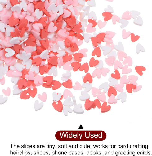 Heart Slices Polymer Slices, 5mm Soft Clay Slices 100g Resin Slices Supplies for Art DIY Crafts Phone Case Projects Decoration, Light Red, Pink, W...