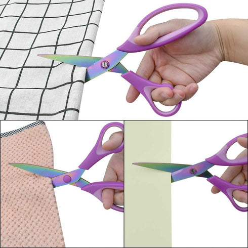 Craft Scissors Set of 3 Pack Stainless Steel Titanium Coating Sewing Scissors Multipurpose Fabric Scissors Rubber Soft Grip Handle Sharp Titanium ...