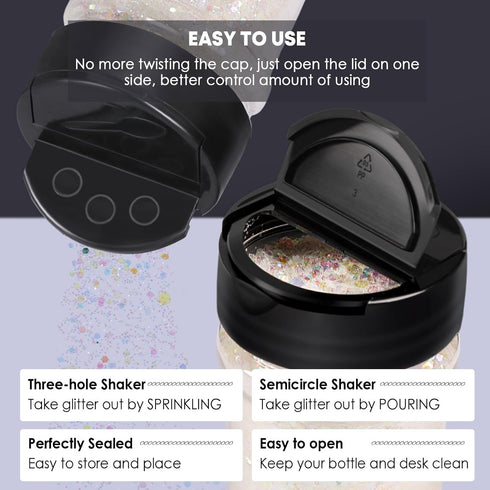 HTVRONT Holographic Chunky White Glitter - 100g Chunky Glitter for Crafts, 3.53oz Iridescent Glitter Chunky Mixed with Fine Glitter, Snow Glitter ...