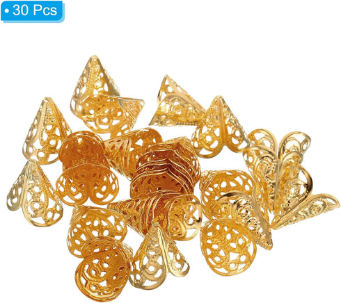 PATIKIL Flower Bead Caps, 30Pcs 16x16mm Hollow Metal Spacer Bead End Caps for Jewelry Making Earring Bracelets Necklace DIY Crafting, Rose Gold...