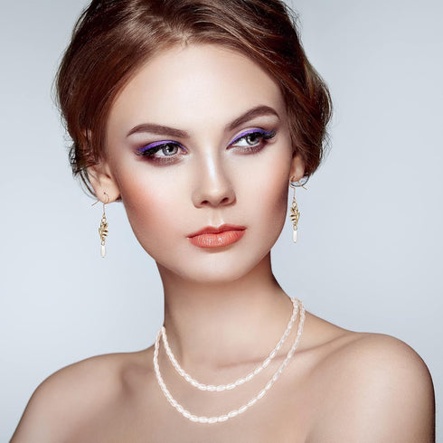 PAGOW 2000pcs Oat Rice Beads, 4 x 8mm White Pearl Beads for Jewelry Making (0.15 x 0.3 inch)...