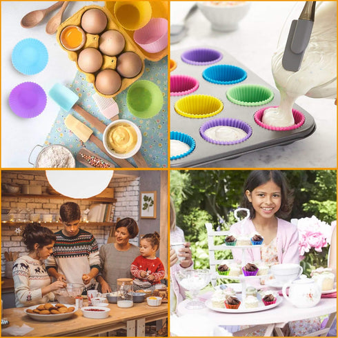 54 Pack Silicone Muffin Cups, Selizo Silicone Cupcake Baking Cups Reusable Muffin Liners Cupcake Wrapper Cups Holders for Muffins, Cupcakes, and C...