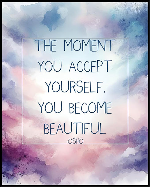 Posterizer 1 pcs-The Moment You Accept Yourself-Osho-Philosophy-Spiritual Quotes-Motivational & Inspirational Art-Gift For Buddhism Meditation phi...