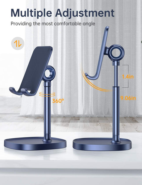 LISEN Cell Phone Stand,Angle Height Adjustable Stable Cell Phone Stand for Desk,Sturdy Aluminum Metal Phone Holder (Blue)......