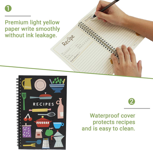 2 Pack 5.5" x 8.5" Recipe Book to Write in Your Own Recipes, Blank Recipe Notebook, Spiral Cookbook Recipe Journal Notebook Include 120 Recipes Pa...