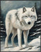 Posterizer 1 pcs-white arctic wolf in snowy nature-oil painting style -2-Art for Animal Lovers-Landscape & Nature Art-Decor for Home & Office- unf...