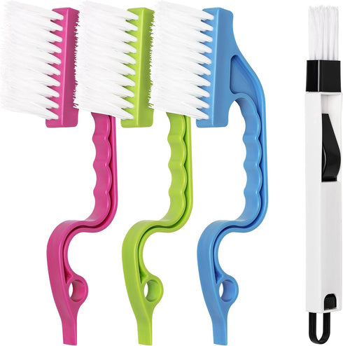 LEOBRO Hand-held Groove Gap Cleaning Tools Door Window Track Cleaning Brushes Air Conditioning Shutter Cleaning Brushes Pack of 4...