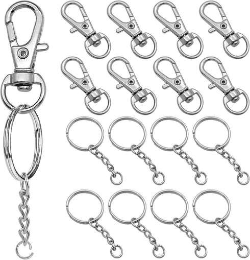 150Pcs Swivel Snap Hook Set,Stainless Steel Split Key Rings with Chain and Jump Rings Bulk for Keychain Lanyard,Crafts Supplies...
