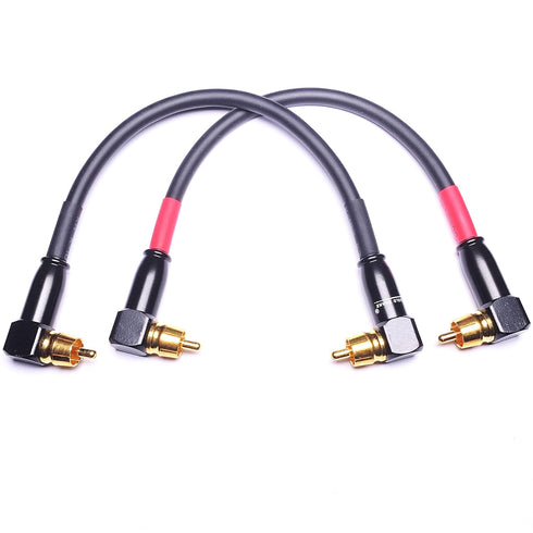CESS-137-1f Right Angle RCA Preamp Jumpers Male to Male Patch Cable, 2 Pack (1 Foot)...