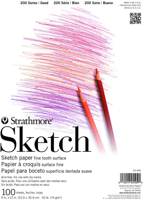 Strathmore 200 Series Sketch Pad, 5.5x8.5 inch, 100 Sheets, Tape Bound - Artist Sketchbook for Drawing, Illustration, Art Class Students...