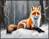 Posterizer 1 pcs-cute red fox in snowy nature in oil painting style-2-Art for Animal Lovers-Landscape & Nature Art-Decor for Home & Office- unfram...