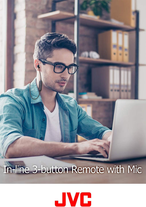 JVC Wireless Earbud Headphones, Sweat Proof, 5 Hours Long Battery Life, Secure and Comfort Fit with 3 Button Remote - HAFY8BTA (Blue),Medium...