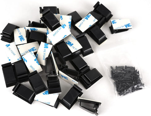 Cable Clips Black with 3M Adhesive, Multipurpose Small Wire Clamps for Cable Management and Cable Runs - 50 Pack Black Bundled with 10 Reusable Ca...
