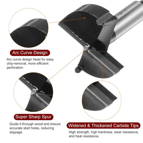 Forstner Drill Bit 52mm (2-1/16") Tungsten Carbide Wood Forstner Bit Opener Cutter for Hinge Hole Drilling Woodworking, Black...