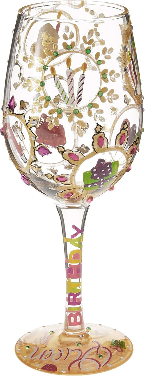Designs by Lolita “Queen For a Day” Hand-painted Artisan Wine Glass, 15 oz....