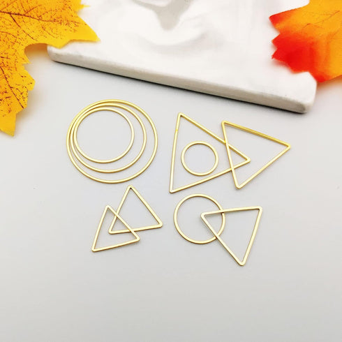 100Pcs Earring Beading Hoops for Jewelry Making,50Pcs Round Earrings Findings Hoops 50Pcs Triangle Earring Beading Hoops for DIY Craft Jewelry Mak...