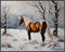 Posterizer 1 pcs-majestic horse in snowy winter scene-oil painting style-6-Art for Animal Lovers-Landscape & Nature Art-Decor for Home & Office- u...