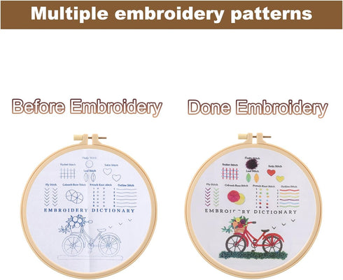 PATIKIL Embroidery Kit for Beginners, 1 Set Cross Stitch Kits for Beginners Embroidery Kits Hand Stamped Pattern Learn to 8 Stitches with Instruct...