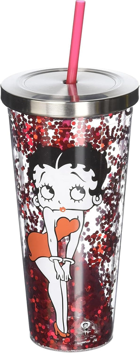 Spoontiques - Glitter Filled Acrylic Tumbler - Glitter Cup with Straw - 20 oz?- Stainless Steel Locking Lid with Straw - Double Wall Insulated - B...