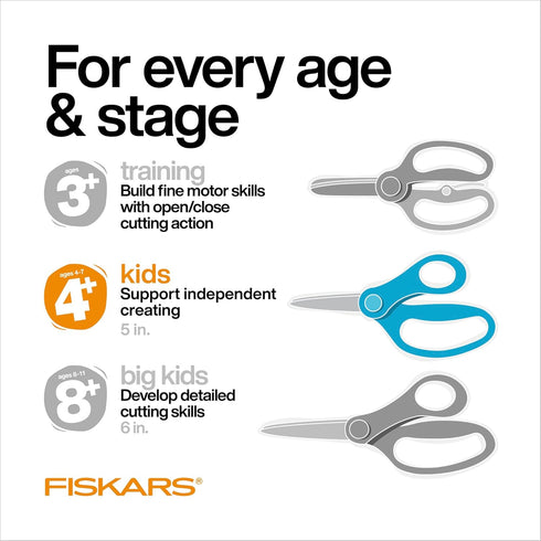 FISKARS® Magic Morph Kids Scissors - Image Moves when Tilted - Pointed-tip for Ages 4+ - Fun Ninja Design - Back to School Supplies...