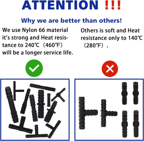 Vacuum Connector Assortment Heat Resistance 240??460??Automotive Vacuum Tubing Connector Vacuum Tee Connector Assortment Kit Nylon 113 Pieces BUSY...