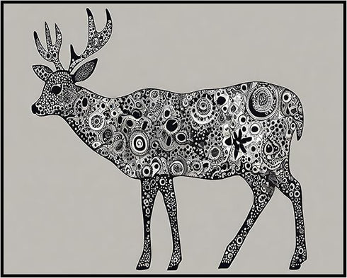 Posterizer 1 pcs- black and white deer print with abstract art-Art for Animal Lovers-Abstract & Modern Art- Living Room Bedroom Decor- unframed wa...