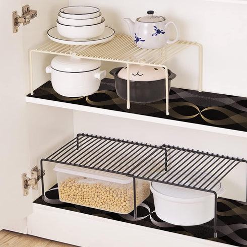 17.7" x 117" Peel and Stick Stripe Wallpaper Modern Black Contact Paper Black and Gold Removable Wave Wallpaper Self Adhesive Film for Cabinets Ki...