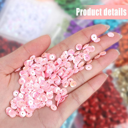 CCINEE 7mm Loose Sequins for Craft, 7500PCS Rainbow Cup Sequin Bulk Iridescent Spangles Assorted Round Embroidery Sequins for Easter Egg DIY Arts ...