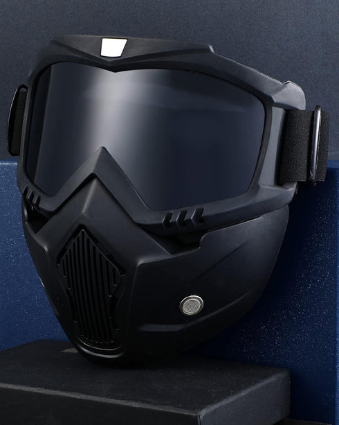 Frienda 2 Pieces Motorcycle Goggles Helmet Riding Goggles Glasses With Face Cover(Gray, Transparent)...