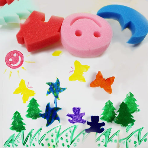 LEOBRO 30pcs Sponge Painting Shapes Painting Craft Sponge for Toddlers Assorted Pattern Early Learning Sponge...