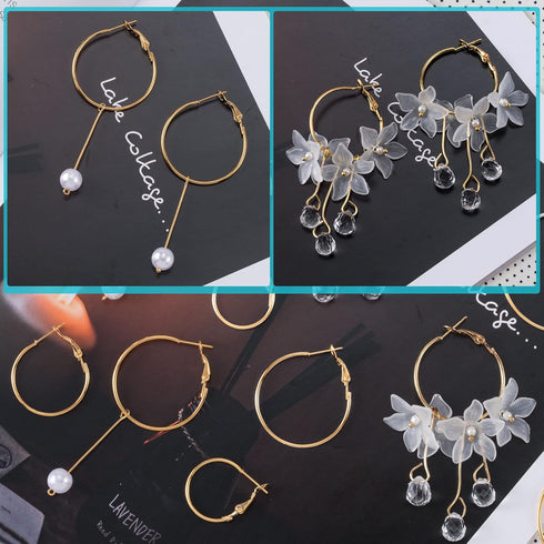 PAGOW 96Pcs Earring Hoops for Jewelry Making, Hypoallergenic Alloy Round Earrings Finding, Gold Open Beading DIY Earrings Craft Art Accessories...