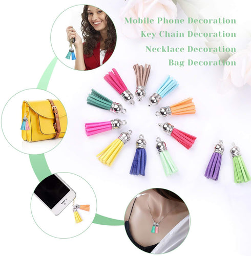 Tassels, Paxcoo 240Pcs Keychain Tassels Bulk for Jewelry Making and Crafts, Keychain Making Charms Supplies for Acrylic Blank Keychains, Bracelets...