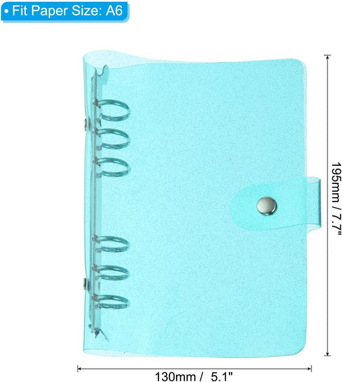 PATIKIL A6 Clear Binder Cover, Soft PVC Bling Loose Leaf Binder Protector Refillable Notebook Shell with Snap Button Closure for DIY Meeting Noteb...