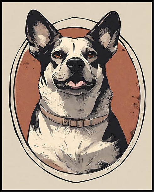 Posterizer 1 pcs- Beautiful black and white dog smiling-Art for Animal Lovers-Abstract & Modern Art- Gift for Men Women Entrepreneur Teens-Living ...