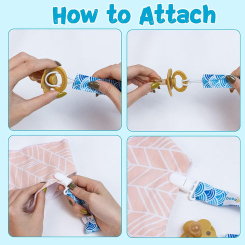 Babygoal Ocean Blue Pacifier Clips, 6 Pack Binky Paci Holder Clips and Leash for Boys and Girls Fits for Most Pacifier, Binkie Styles & Baby Teeth...