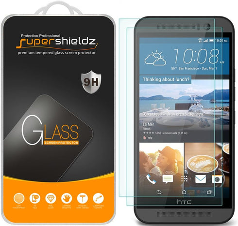 Supershieldz (2 Pack) Designed for HTC One M9 Tempered Glass Screen Protector, Anti Scratch, Bubble Free...