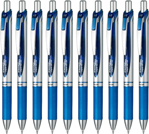 Pentel BL80-C 1.0 Blue Gel Ballpoint Pen EnerGel Ink 10 Pens...