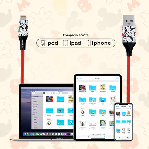 Disney Minnie Mouse 6FT Replacement iPhone Charger Fast Charging – MFI Certified Braided USB Charging Cable High Speed Data Sync Compatible with A...