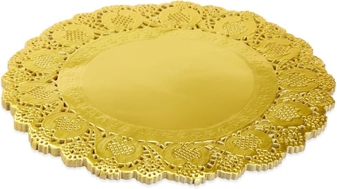 Juvale Round Gold Lace Paper Charger Plates - 12-Inch Gold 60 Pack - Paper Doilies for Cakes & Desserts - Disposable Table Placemats for Party Dec...