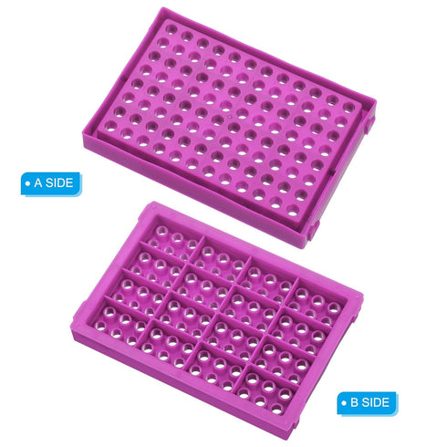 PATIKIL 96 Wells PCR Tube Rack for 0.2ml Test Strips Tubes, 4pcs Waterproof Tubes Filling Tray Centrifuge Tube Holder, Purple...
