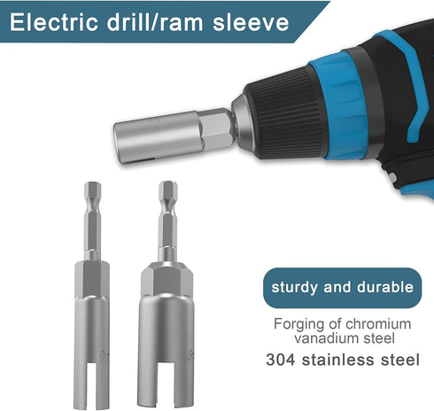 (2 Pack 2 Size 9mm,16mm)1/4"hex shank nut driver power wing nut drill bit socket tool drive kit, slotted wing nut drill sleeve wrench wrench kit, ...