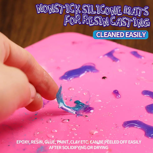 LEOBRO Silicone Mat for Resin Molds, 2 PCS 15.7" x 11.7" Playdough Mat, Silicone Mats for Crafts, Jewelry Resin Molds Mats, for Resin, Clay, Paint...