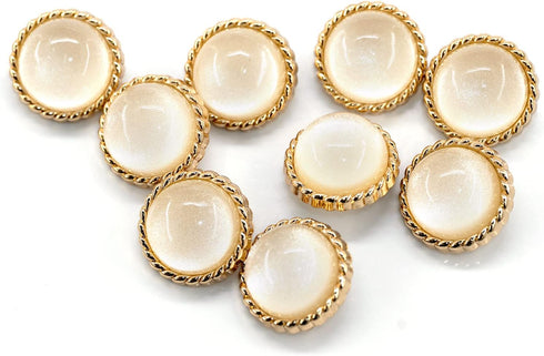 20 pcs Clear Glass Dome White Shimmer Layer Sewing Metal Shank Coat Buttons -25mm -1"...