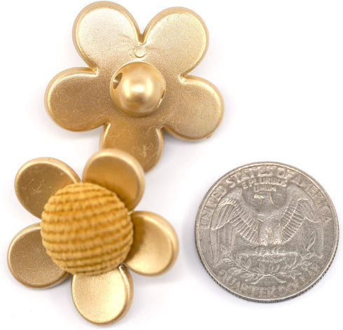 20 pcs Flower Yellow Fabric Core Sewing Shank Coat Buttons -30mm -1 3/16"...