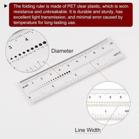 Film Flexible Ruler 4 Inch 0.1mm Scale PET Plastic Folding Straight Ruler Calibration Soft Ruler Measuring Tool for Factory, Transparent...