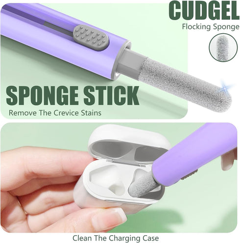 ?1 Pack? Cleaner Kit for AirPods Pro 1 2 3 Earbuds,Cleaning Kit Pen Shape with Soft Brush Flocking Sponge Tool for Bluetooth Earphones Headphones ...