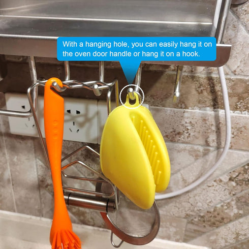 4pcs Thickened Mini Oven Gloves, Heat Resistant Silicone Oven Mitts Finger Pinch Grips Pot Holder for Kitchen, Cooking, Baking, BBQ Heat Resistant...