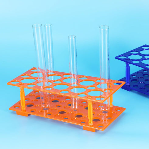 PATIKIL 50 Wells Tube Rack, 1 Set Vial Rack Double Layer Multifunction Centrifuge Tube Holder for Microcentrifuge Tubes 10/15/50ml, Blue,Orange...
